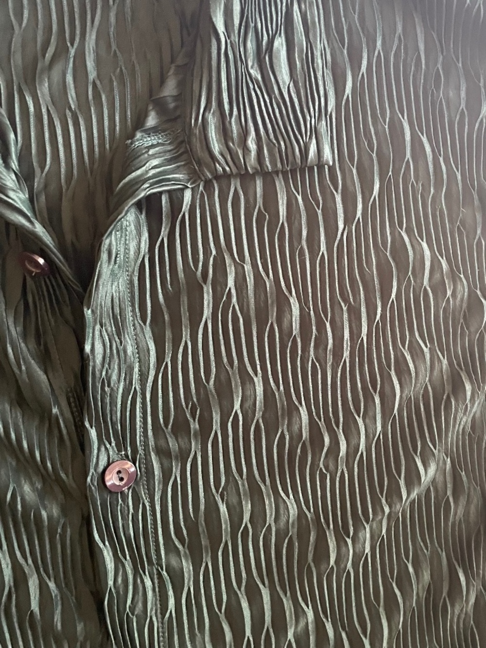 Vintage Y.M.L.A. Shirt Mens L Green Plisse Button Up Disco Rave Club 90s Y2K - Picture 4 of 10